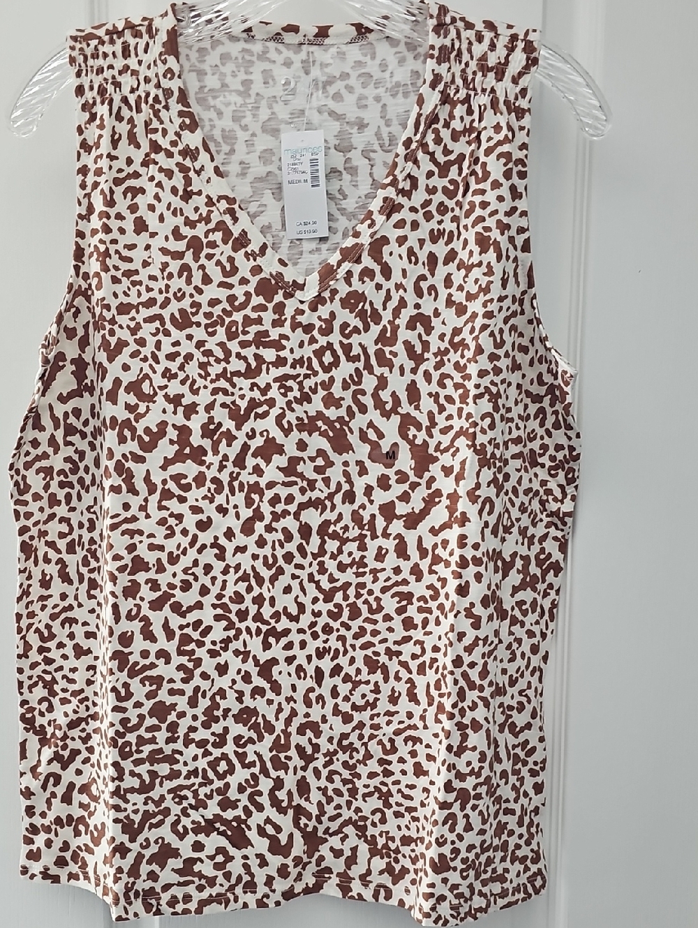 V-Neck Sleeveless Tank Top in Brown Leopard Print